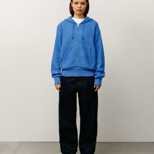 DOUBLE LAYER WAFFLE ZIP HOODIE