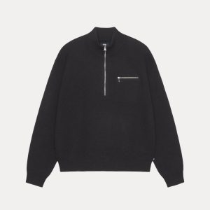 HALF ZIP MOCK NECK SWEATER
