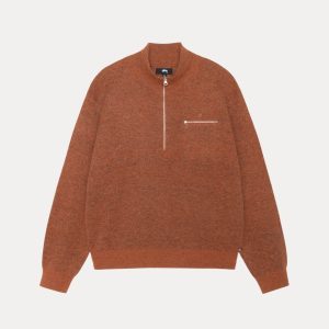 HALF ZIP MOCK NECK SWEATER