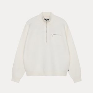HALF ZIP MOCK NECK SWEATER