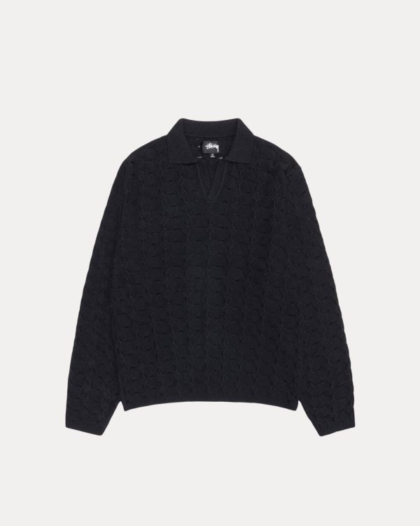 OPEN KNIT COLLARED SWEATER